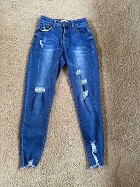 BAMBOO Skinny Distressed Dark Blue Jeans